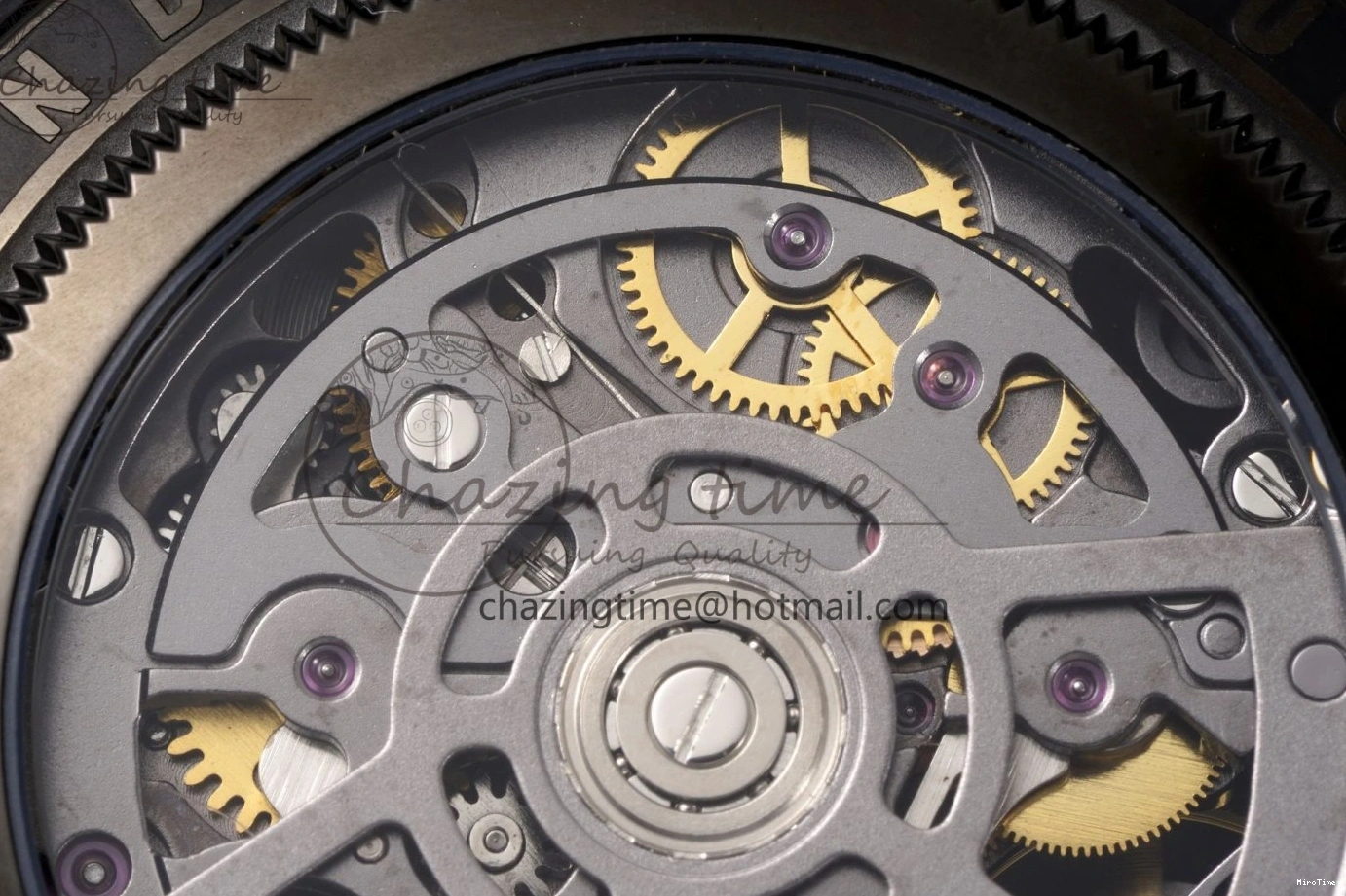 MiroTime 0213 Youthful Daytona PVD Carbon Bezel GETF Best Edition Skeleton Red Dial on Red Rubber Strap SA 1944